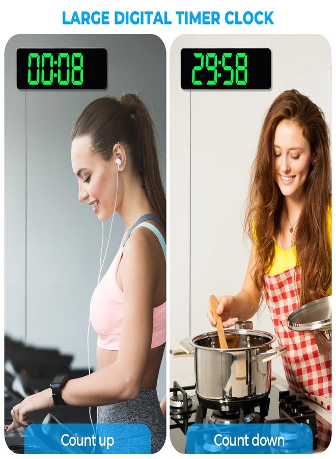 Sukeen Digital Clock, 13inch Digital Wall Clock, Wall Clock Digital Alarm Clock with Remote Control/Count Up & Down/10-Level Dimming/Dual Alarm/Date/Temperature for Home, Office, Gym Clock - Green - Image 4